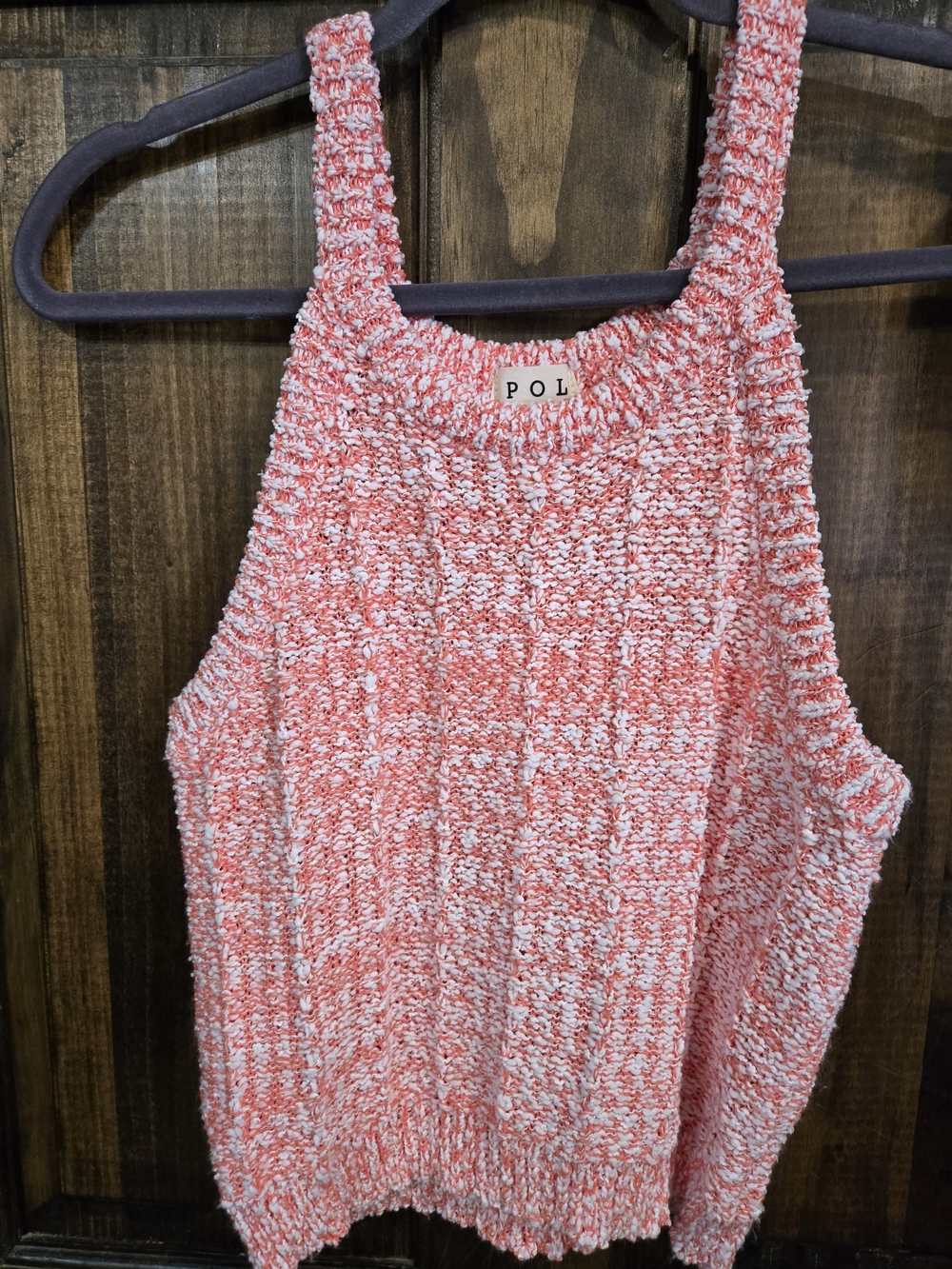 POL Coral & White Knit Tank Sweater NWOT